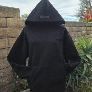 Essentials-Style Stretch Limo Black Hoodie | XXS–XXL | Oversized Fit |  NEW